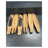 SET OF 6 WOODEN WEAVING LOOM BOAT SHUTTLES