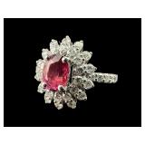 PLATINUM MIA KLEIN RARE UNHEATED RUBY AND DIAMOND