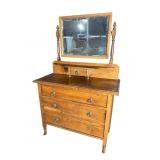 OAK DRESSER WITH MIRROR