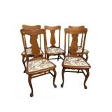 5 OAK CLAW FOOT T-BACK CHAIRS