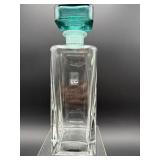 ITALIAN CRYSTAL DECANTER WITH BLUE GLASS STOPPER