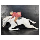 METAL PAINT DECORATED JOCKEY RIDER ON HORSE