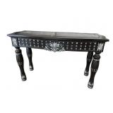 ASHLEY FURNITURE BLACK WITH SILVER TRIM CONSOLE