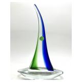 ART GLASS SAILBOAT ON BASE