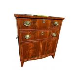 19TH CENT. MAHOGANY INLAID LIFT TOP POTTY/COMMODE