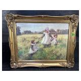 CHILDREN IN THE MEADOW PRINT ON BOARD