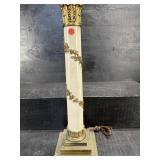 ORNATE BRASS AND PORCELAIN TORCHIï¿½RE TABLE LAMP