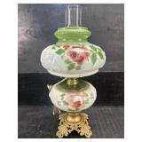 HAND PAINTED ROSES ELECTRIFIED HURRICANE LAMP