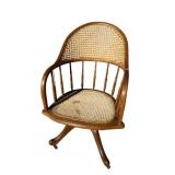 OAK CANED BARRELL BACK OFFICE CHAIR