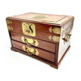 ORIENTAL MAHOGANY JEWELRY BOX