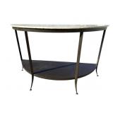 METAL AND MARBLE HALF ROUND CONSOLE TABLE