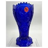 COBALT BLUE PRESSED GLASS VASE