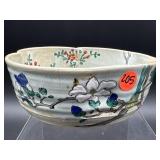 FLORAL ORIENTAL POTTERY BOWL