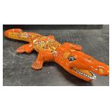 MEXICO HAND PAINTED POTTERY LARGE ALLIGATOR