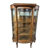 TIGER OAK BOW GLASS CHINA CLOSET