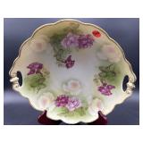 ANTIQUE AUSTRIA HAND PAINTED ROSES FOOTED BOWL