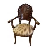 SOLID SHELL CARVED MAHOGANY ARMCHAIR