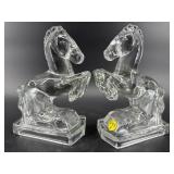 PR OF IMPERIAL GLASS REARING HORSE BOOKENDS