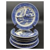 LOT OF 6 BLUE WILLOW GRILL PLATES