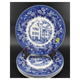 SET OF 5 WEDGEWOOD BLUE TRANSFER COLLEGE PLATES