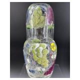 HAND PAINTED CRACKLE GLASS BEDSIDE WATER SET