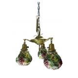 PAINT DECORATED ART DECO BRASS CHANDELIER