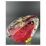 SIGNED NOUROT ART GLASS PAPERWEIGHT