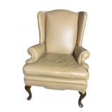 LEATHER QUEEN ANNE WINGBACK CHAIR