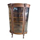 TIGER OAK BOW GLASS CHINA CLOSET