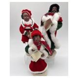 SET OF 3 BLACK AMERICANA CHRISTMAS CAROLERS