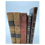 LOT OF 5 LEATHER BOUND ANTIQUE BOOKS