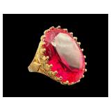 10K GOLD SYNTHETIC RUBY RING