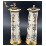 PR OF LENOX HAND PAINTED SALT AND PEPPER GRINDERS