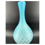 VICTORIAN BLUE MOCK DIAMOND SATIN VASE