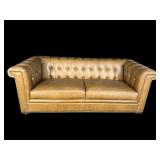 LEATHER CHESTERFIELD ALL TUFTED BROWN SOFA