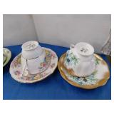 4 CUPS AND SAUCERS - 2 ROYAL ALBERT, 2 COLCLOUGH