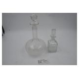 2x decanters Victorian Cut Glass shaft