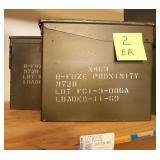 Lot 2x Ammo Cans Green Metal W Lid 11ï¿½ X 6ï¿½ X10ï¿½