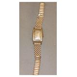 Elgin Gold Toned Watch Rectangular W second hand