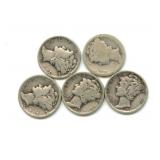 (5) Mercury Silver Dimes