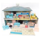 ** Vintage Marx(?) Tin Litho Dollhouse with Loads