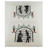 * Vintage 1950ï¿½s Linen Christmas Tea Towel -