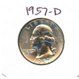 1957-D Washington BU Silver Quarter