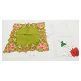 Vintage Linen Floral Hankies - Two