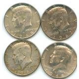 Group of (4) 40% Silver Kennedy Half Dollars