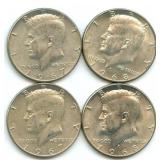 Group of (4) 40% Silver Kennedy Half Dollars