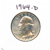 1964-D Washington BU Silver Quarter