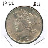 1922 BU Peace Silver Dollar