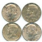 Group of (4) 40% Silver Kennedy Half Dollars