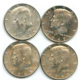 Group of (4) 40% Silver Kennedy Half Dollars